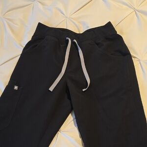 Figs Kids Black Joggers with Gray Drawstring